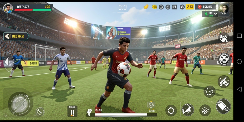 Screenshot DELTA575 menampilkan aksi seru dalam pertandingan olahraga.