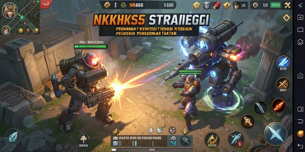 Screenshot menunjukkan aksi seru dalam permainan strategi NK666.