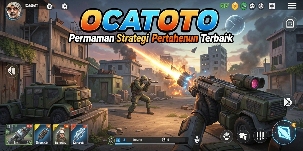 Tangkapan layar utama menunjukkan aksi pertahanan kota dalam OCATOTO.