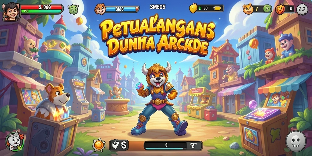 Tampilan gameplay SM605 yang penuh aksi dalam dunia Arcade.