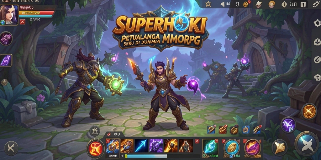 Screenshot gameplay <strong>SUPERHOKI</strong> menunjukkan petualangan seru di dunia MMORPG.